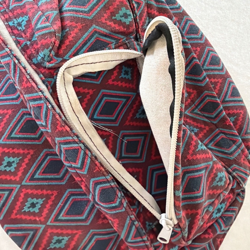 KAVU Rope Bag Sling Backpack Southwestern Geometric Diamond Red Blue Canvas - Picture 4 of 11
